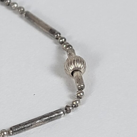 Vintage Sterling Silver 925 Ball/Bar Chain Bracelet 9 In Spring Ring Clasp - Picture 4 of 7